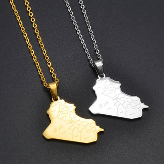 Anniyo Republic Of Iraq Map With Cities Name Pendant Necklaces Jewelry Charms Map Of Iraq Chain #324101