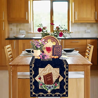 Passover Linen Table Runners Star of David Jewish Holiday Party Home Kitchen Dining Room Rectangular Table Runner