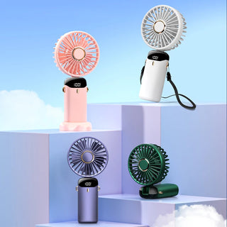 Hand-Held Fan Portable  Office Desktop Multifunctional Folding Double-Headed Small 3000mAh Electric Fan With A Neck Lanyard