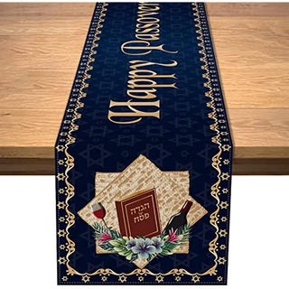 Passover Linen Table Runners Star of David Jewish Holiday Party Home Kitchen Dining Room Rectangular Table Runner