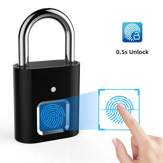 Fingerprint Padlock Biometric Metal Keyless Thumbprint Lock USB Rechargeable For Luggage Bookcase Suitcase Backpack Bike