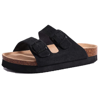 Comwarm Women's Suede Mules Slippers; Men Clogs Cork Insole Sandals With Arch Support Outdoor Beach Slides Home Shoes