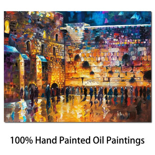 Jewish Canvas Art Wailing Wall Handmade Oil Painting Jerusalem Artwork Contemporary Abstract Landscape Living Room Decor Large