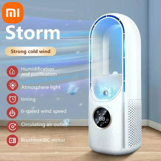 Xiaomi Portable Air Conditioner Bladeless Electric Fan USB Air Cooler 6speed Silent Timed Air Conditioner Cool Fan Humidifier